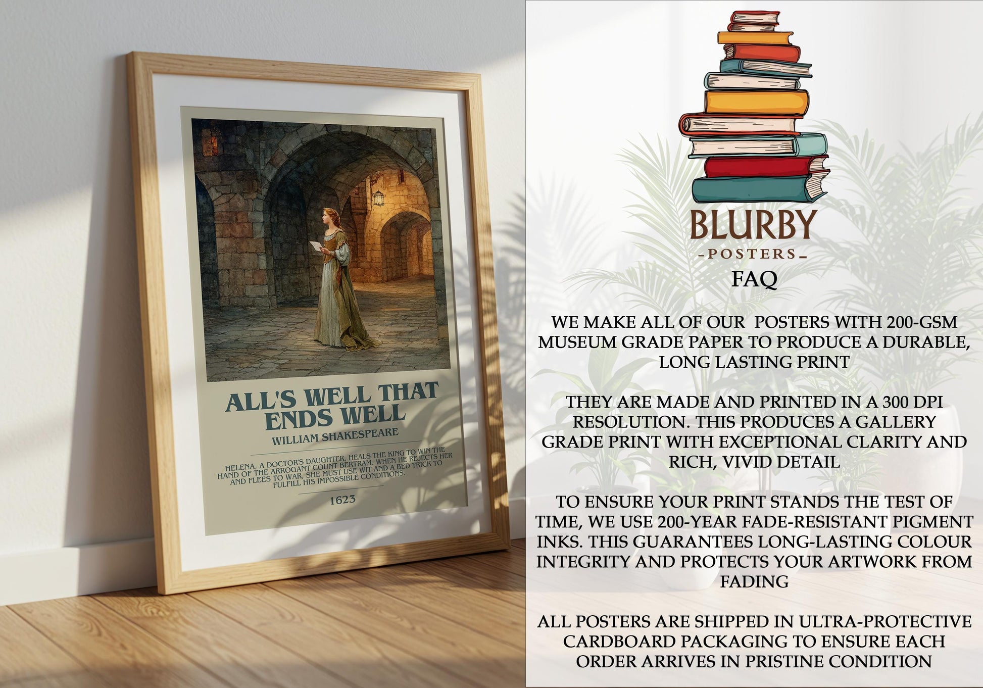 All's Well That Ends Well by William Shakespeare | Book Poster | Literary Art Gift For Book Lover | Novel Inspired Wall Art | Free Delivery