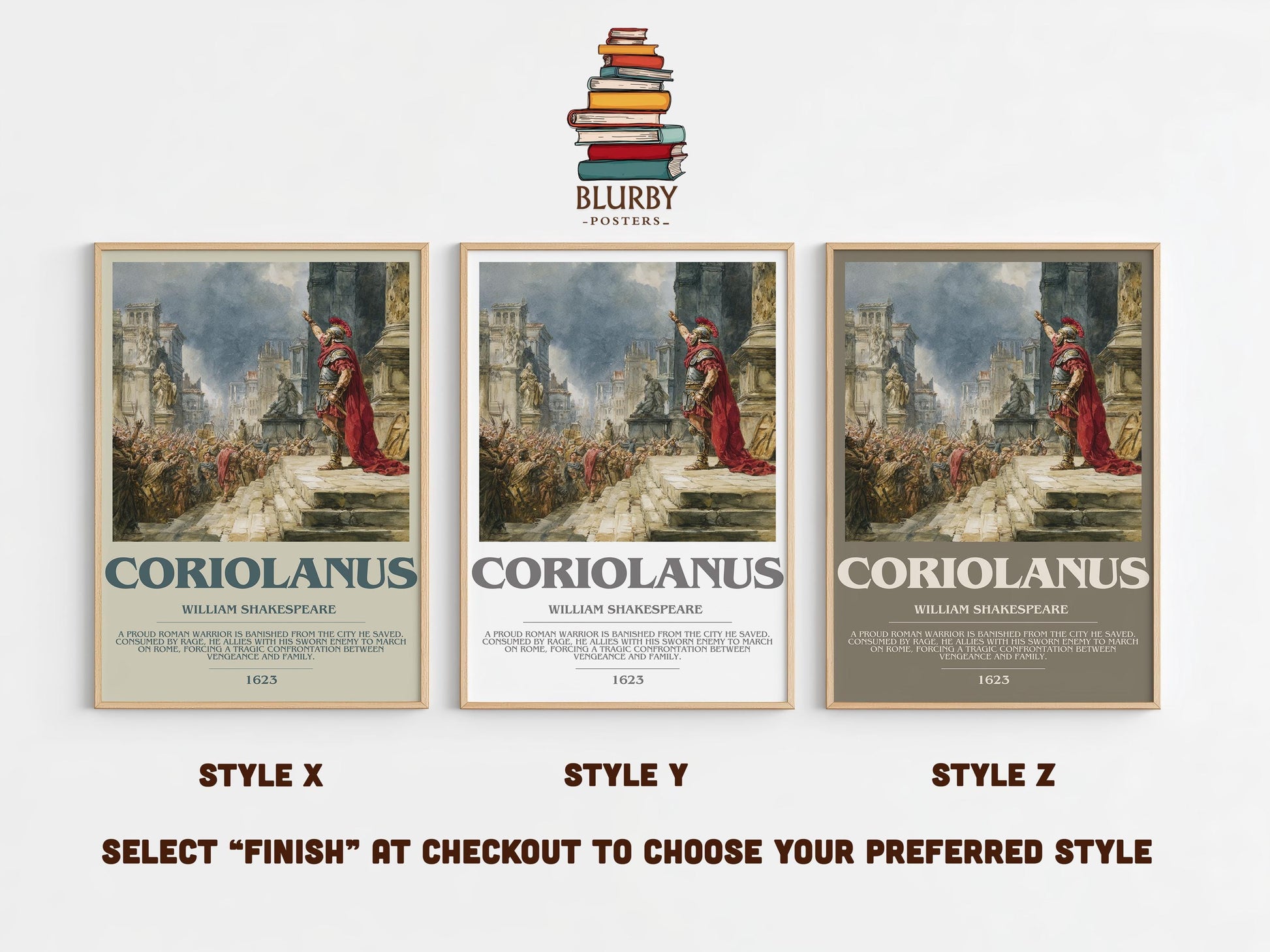 Coriolanus by William Shakespeare | Book Poster | Literary Art Gift For Book Lover | Novel Inspired Wall Art | Free Delivery