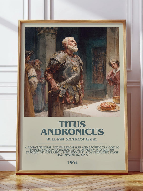 Titus Andronicus bookish print in frame leaning in hallway – classic literature wall art
