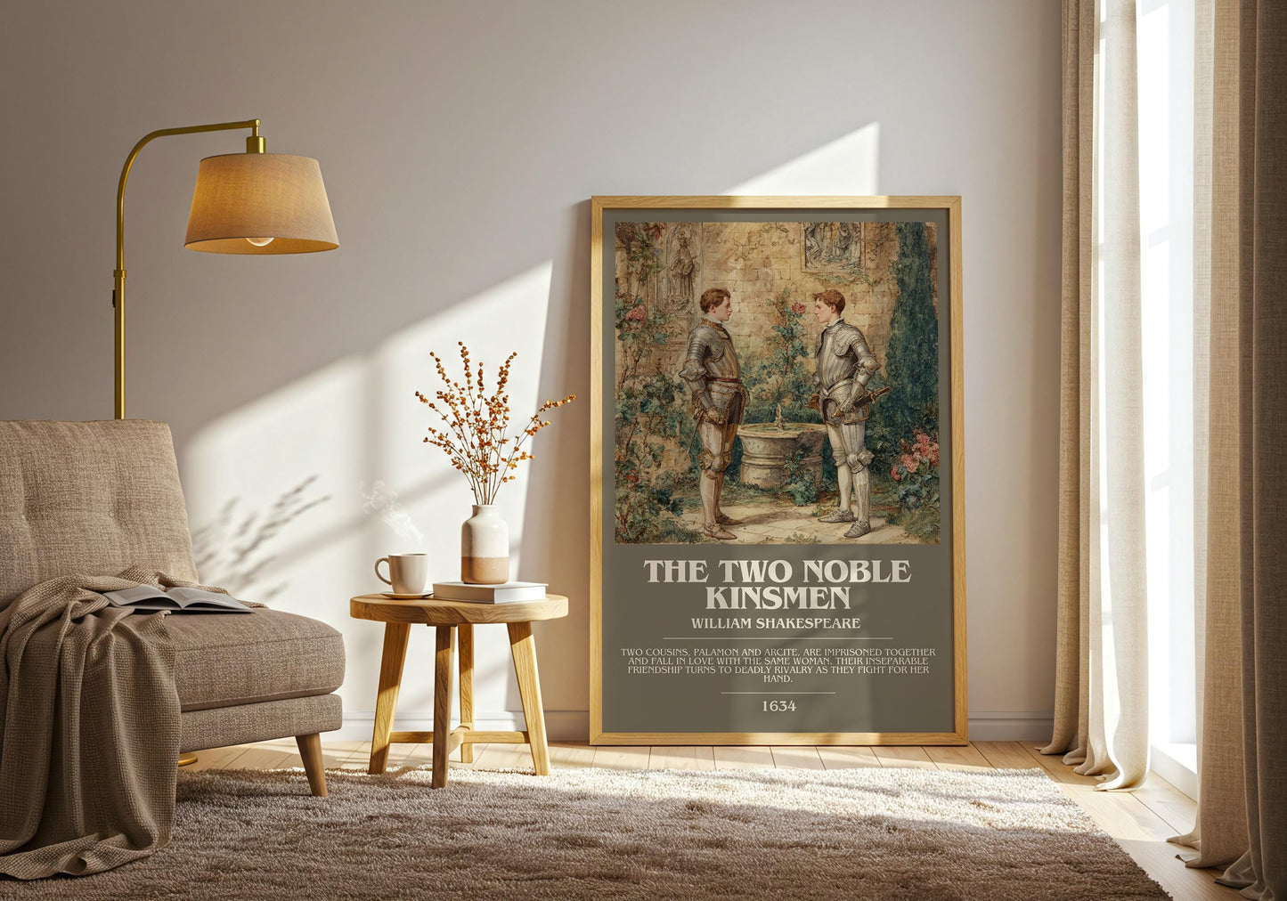 The Two Noble Kinsmen by William Shakespeare | Book Poster | Literary Art Gift For Book Lover | Novel Inspired Wall Art | Free Delivery