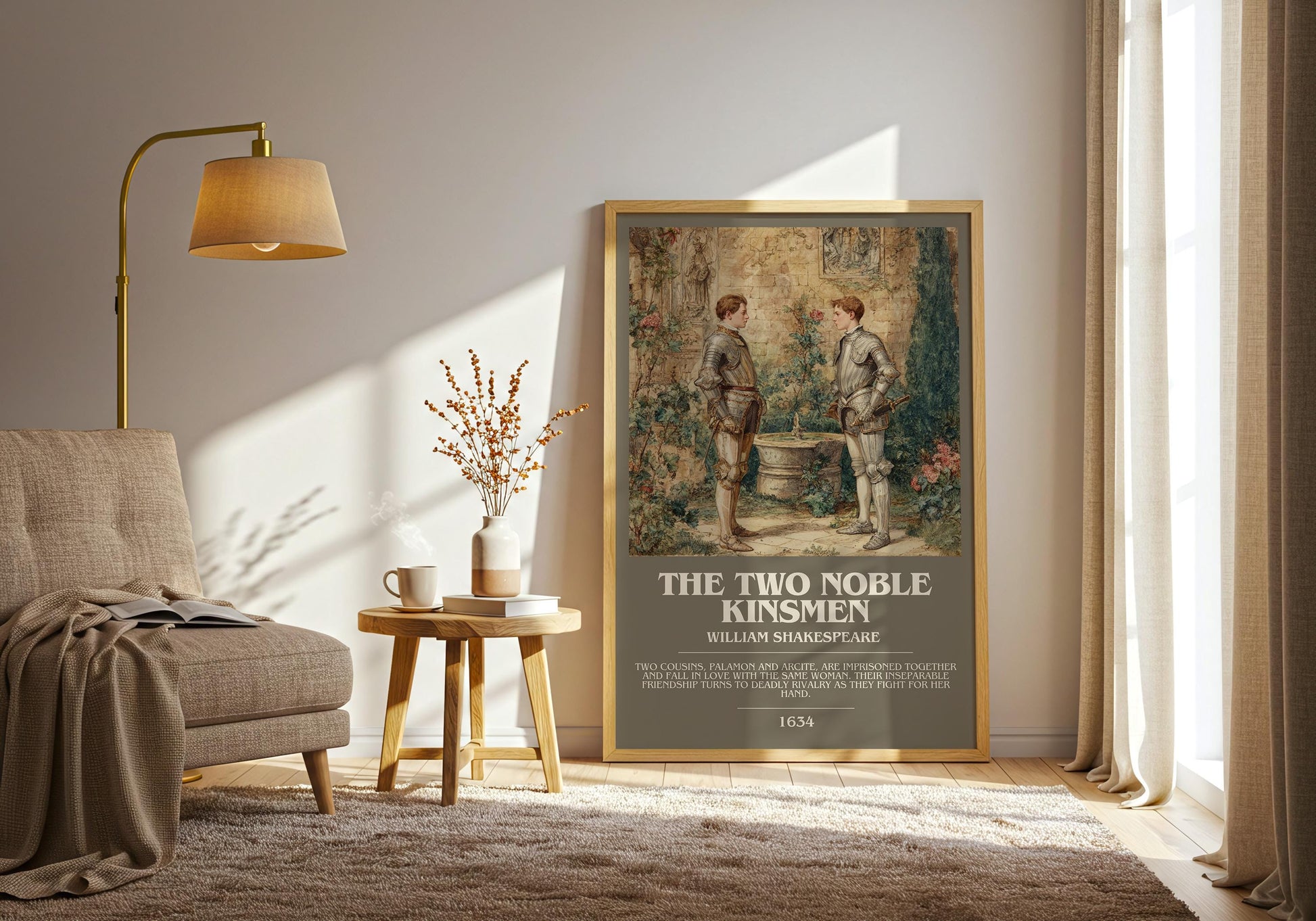 The Two Noble Kinsmen by William Shakespeare | Book Poster | Literary Art Gift For Book Lover | Novel Inspired Wall Art | Free Delivery