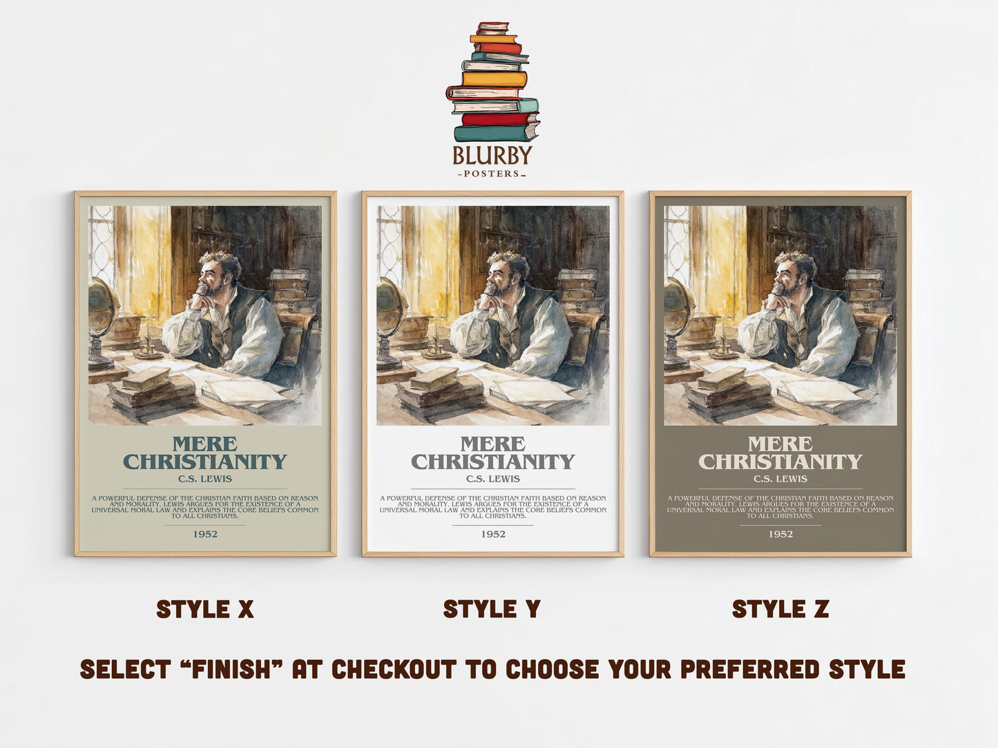 Mere Christianity by C.S. Lewis | Book Poster | Literary Art Gift For Book Lover | Novel Inspired Wall Art | Free Delivery