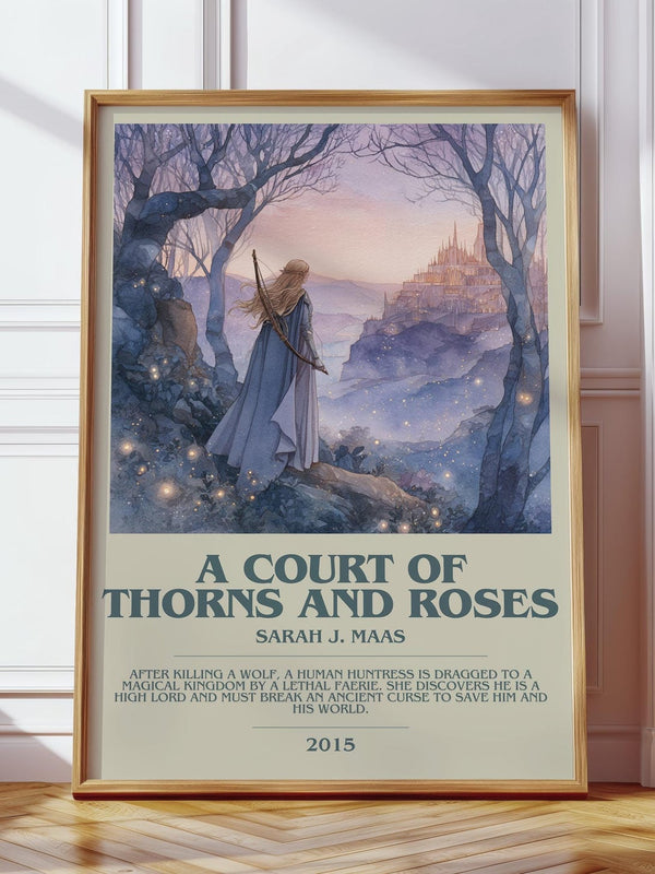 A Court of Thorns and Roses bookish print in frame leaning in hallway – sci fi wall art