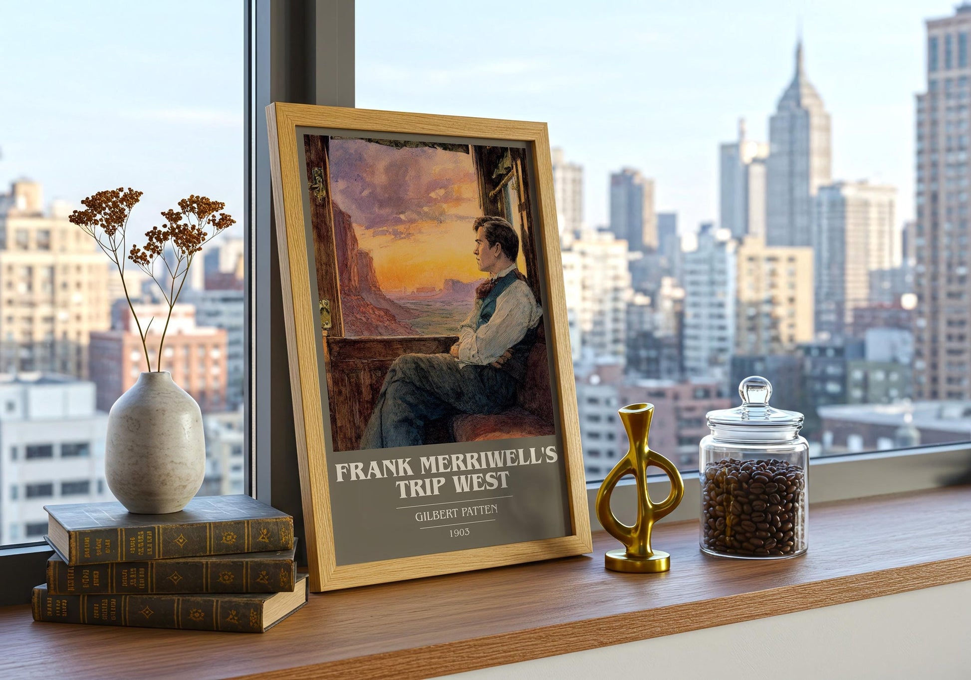 Frank Merriwell's Trip West book cover book poster framed on wall – adventure wall art