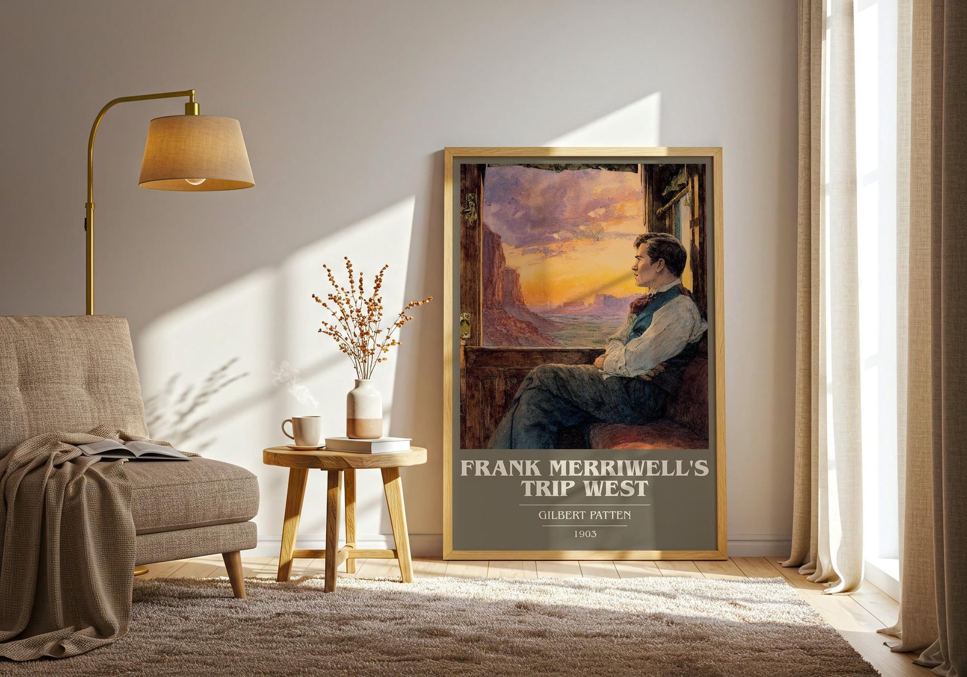 Frank Merriwell's Trip West book cover print on bookshelf – Gilbert Patten fan gift