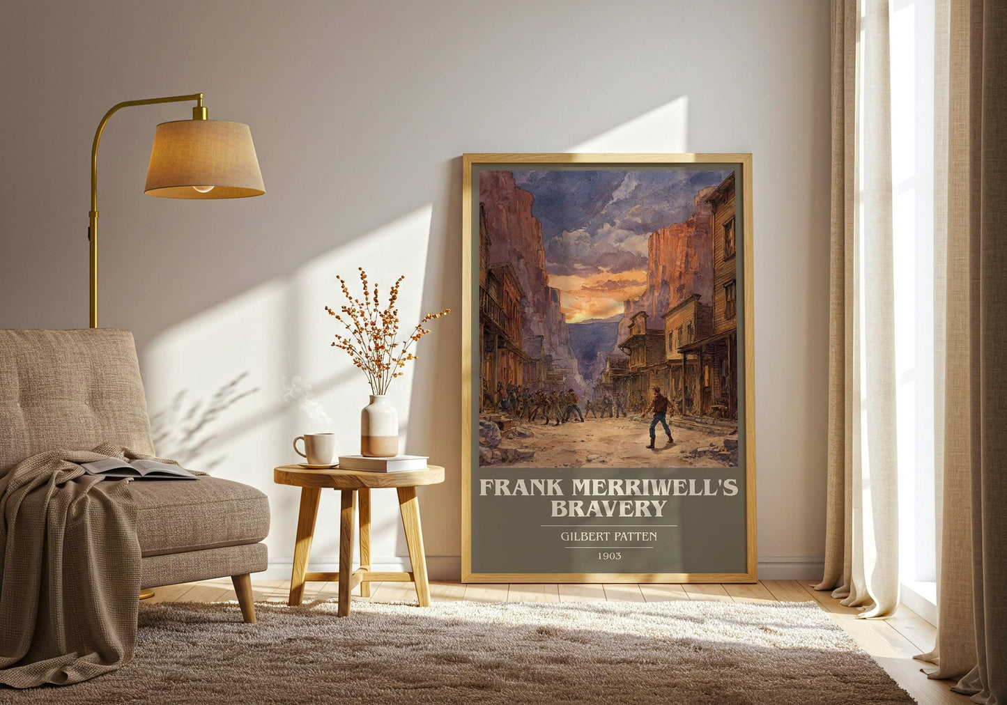 Frank Merriwell's Bravery book cover print on bookshelf – Gilbert Patten fan gift