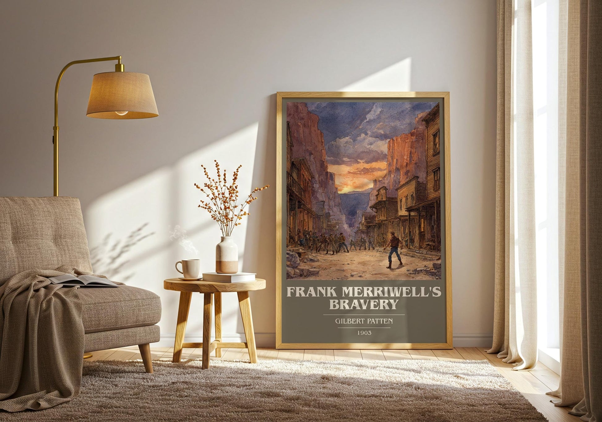 Frank Merriwell's Bravery book cover print on bookshelf – Gilbert Patten fan gift