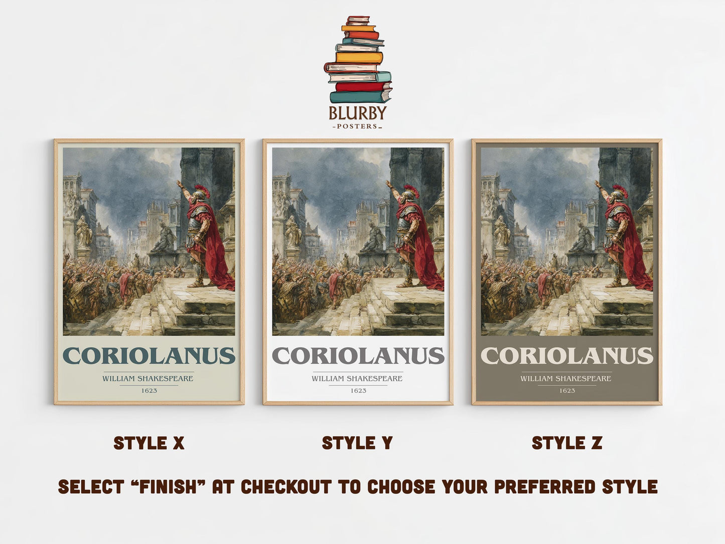 Coriolanus by William Shakespeare | Book Poster | Literary Art Gift For Book Lover | Novel Inspired Wall Art | Free Delivery