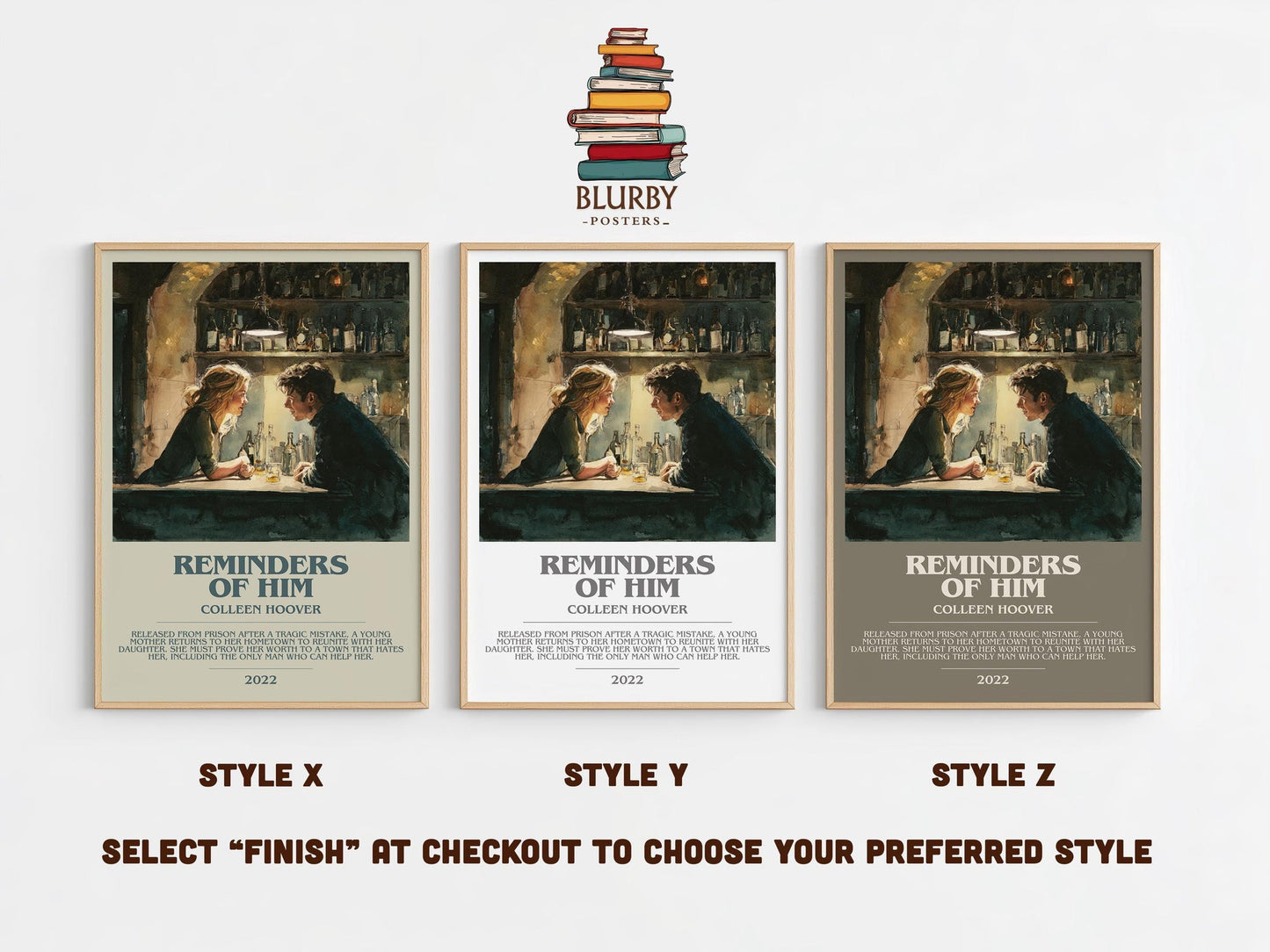 Reminders of Him bookish poster colour and style options – Colleen Hoover book art