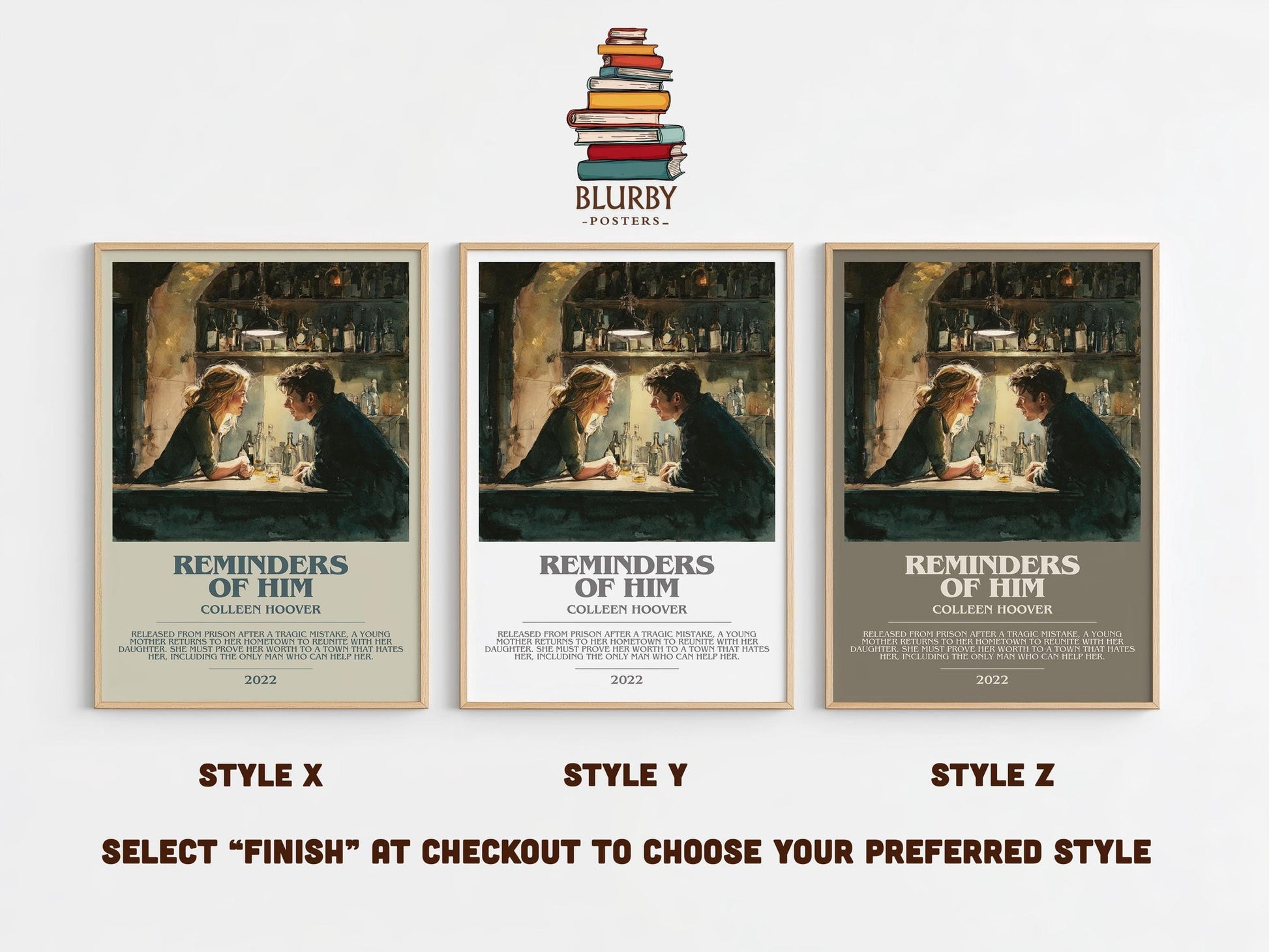 Reminders of Him bookish poster colour and style options – Colleen Hoover book art