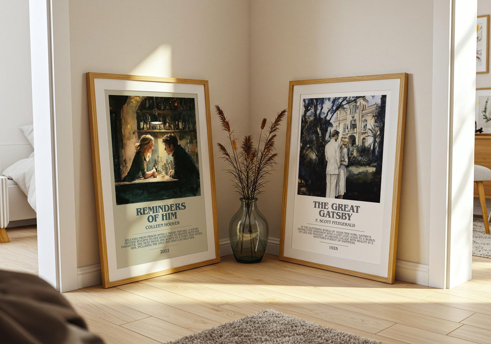 Reminders of Him bookish poster paired in gallery wall – literary art prints