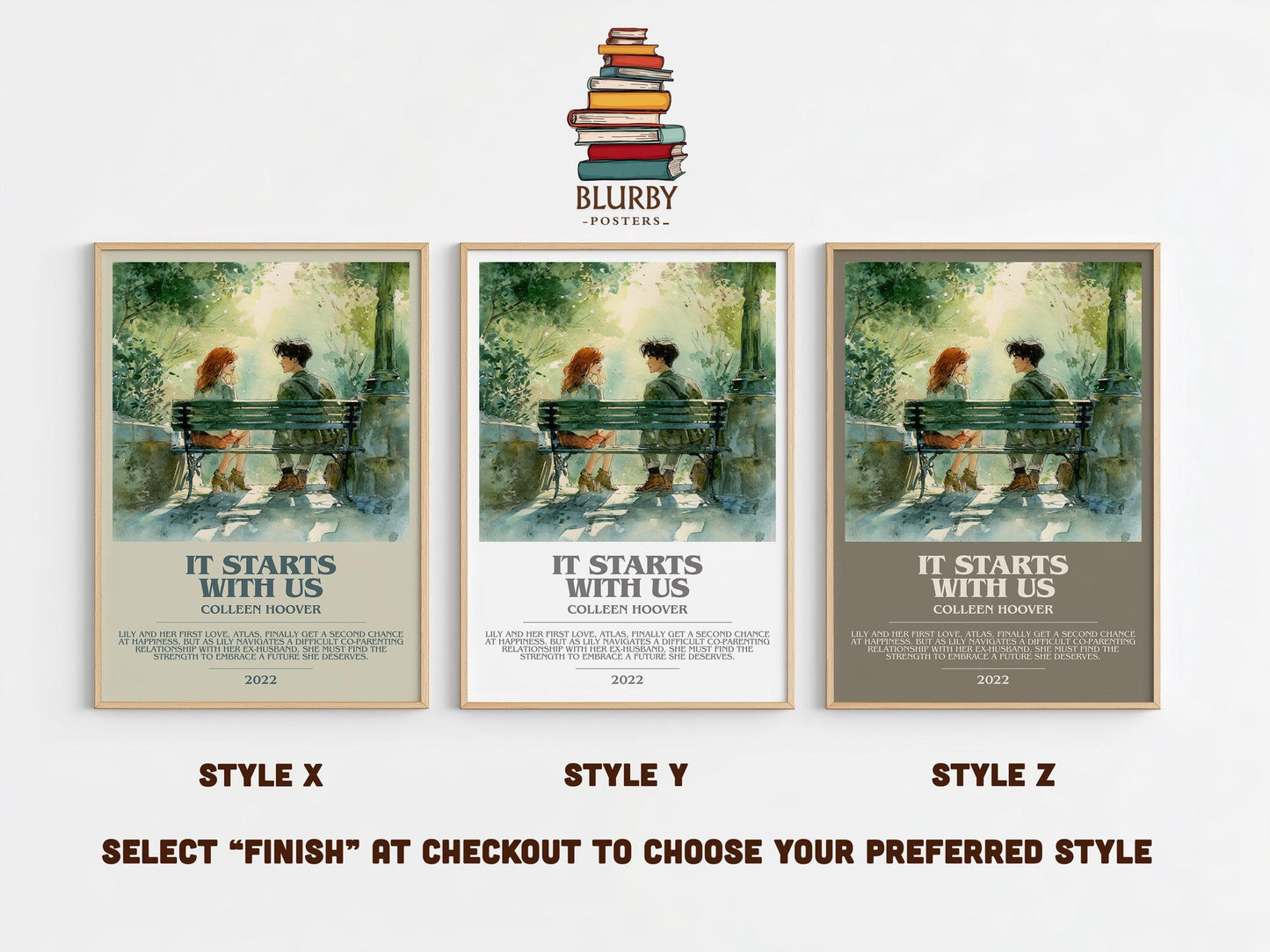 It Starts With Us bookish poster colour and style options – Colleen Hoover book art