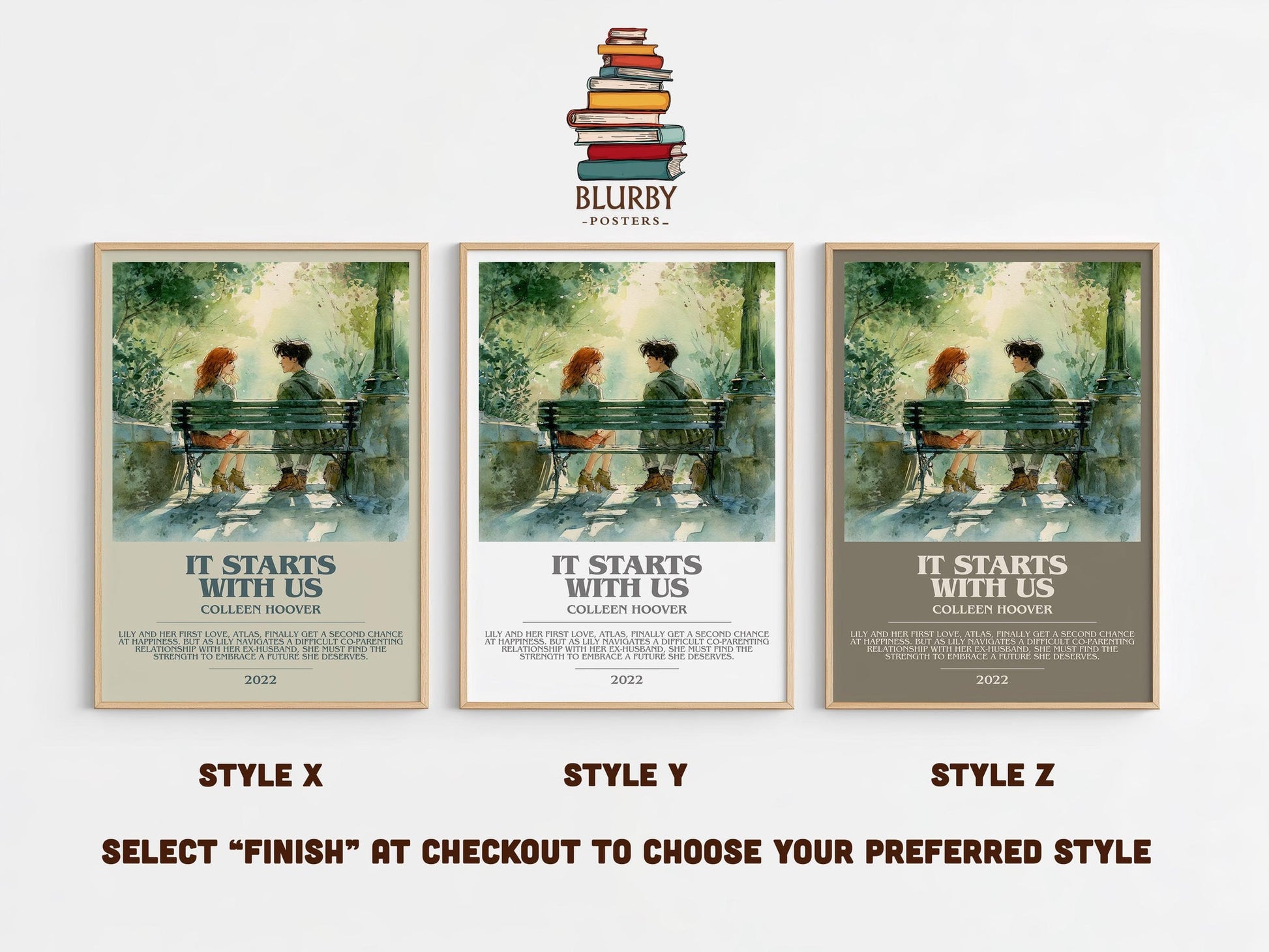 It Starts With Us bookish poster colour and style options – Colleen Hoover book art