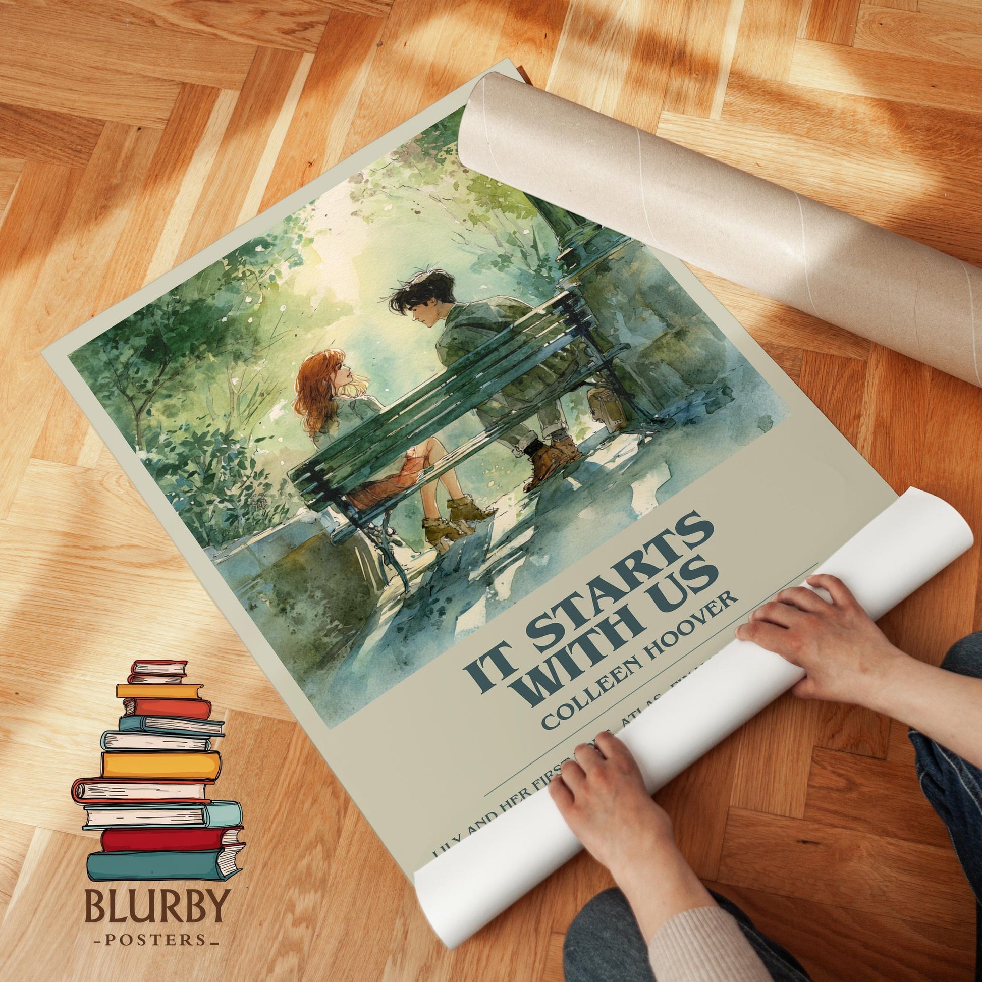 It Starts With Us book poster packaging – museum-quality print rolled in protective tube