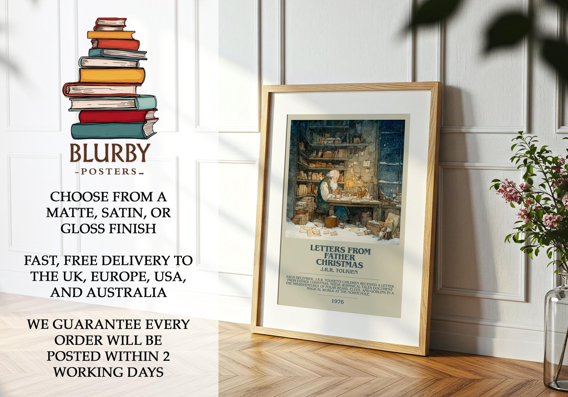 Letters From Father Christmas by J. R. R. Tolkien | Book Poster | Literary Art Gift For Book Lover | Novel Inspired Wall Art | Free Delivery