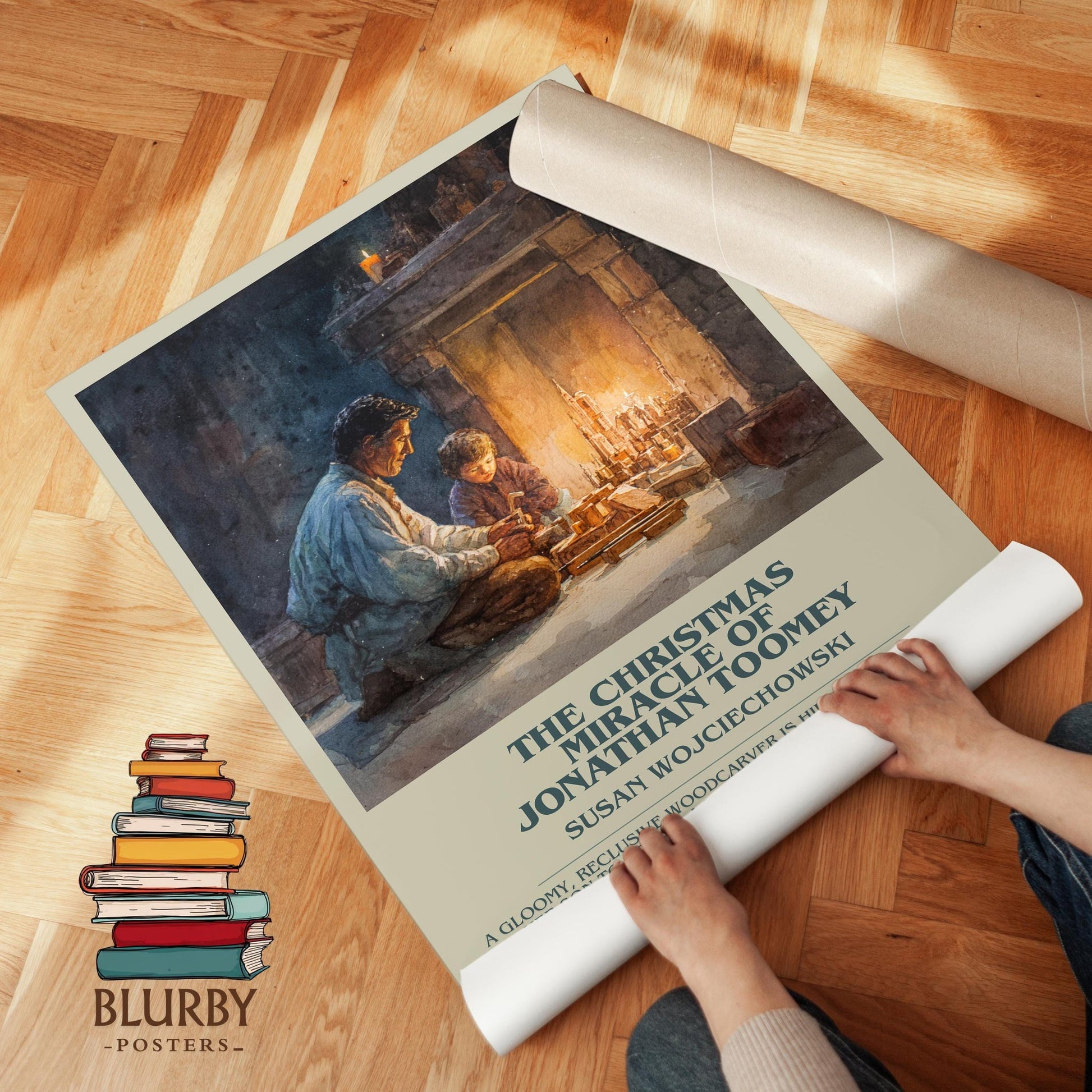 The Christmas Miracle of Jonathan Toomey book poster packaging – museum-quality print rolled in protective tube