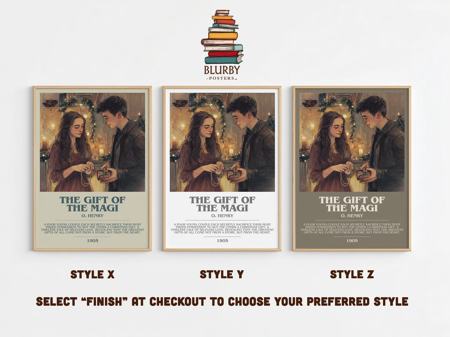 The Gift Of The Magi bookish poster colour and style options – O. Henry book art