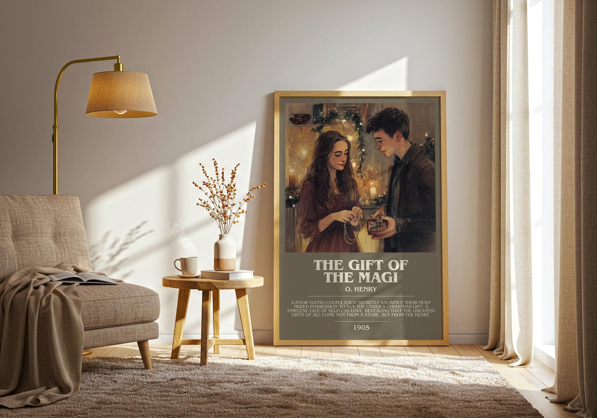 The Gift Of The Magi bookish print on bookshelf – O. Henry fan gift
