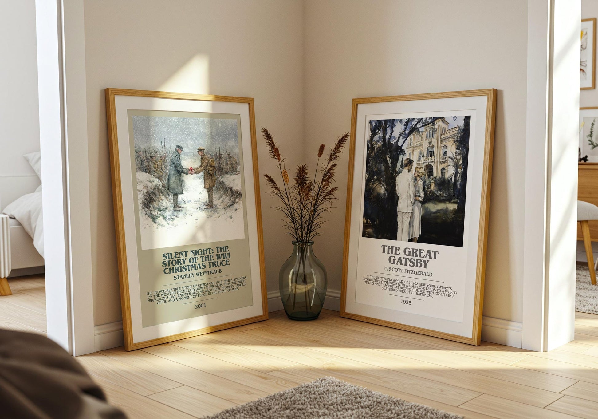 Silent Night: The Story of the World War I Christmas Truce bookish poster paired in gallery wall – literary art prints