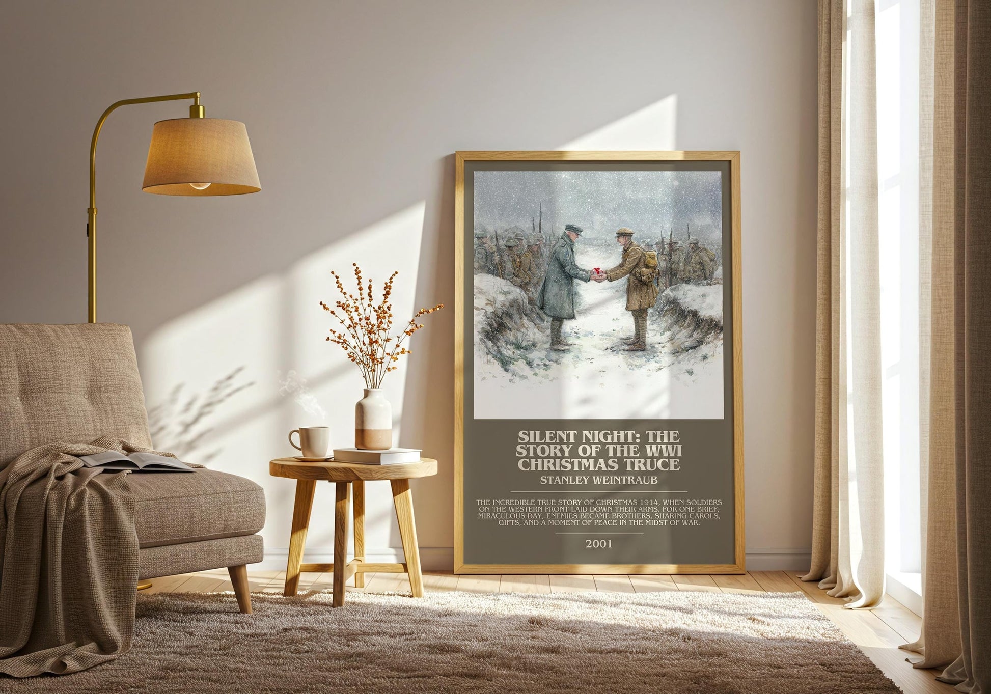 Silent Night: The Story of the World War I Christmas Truce bookish print on bookshelf – Stanley Weintraub fan gift