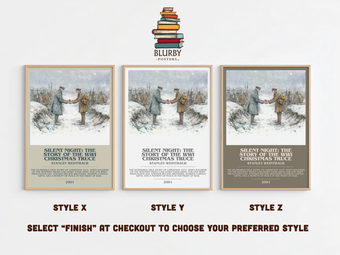 Silent Night: The Story of the World War I Christmas Truce bookish poster colour and style options – Stanley Weintraub book