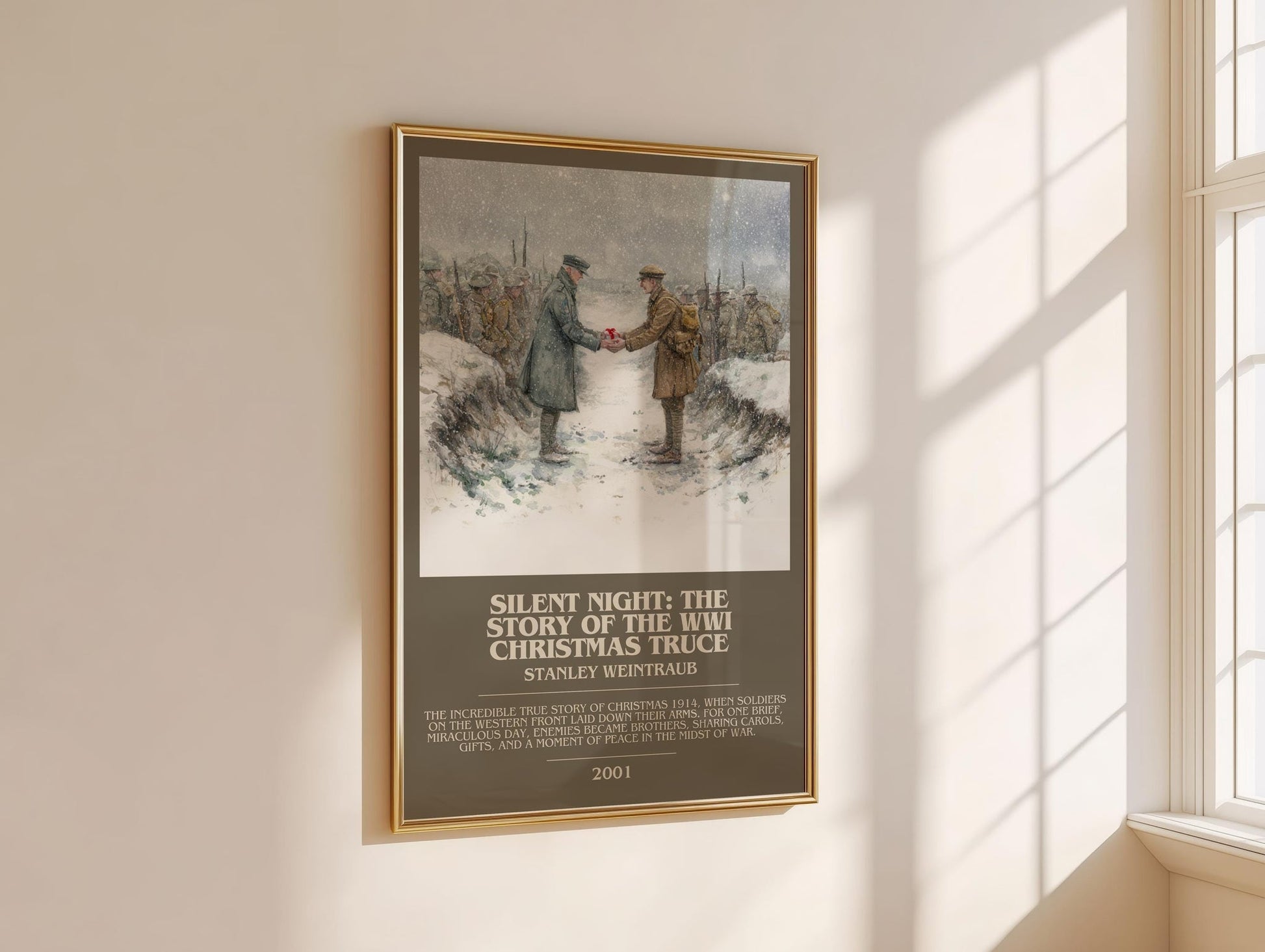 Silent Night: The Story of the World War I Christmas Truce bookish book poster framed on wall – non fiction wall art