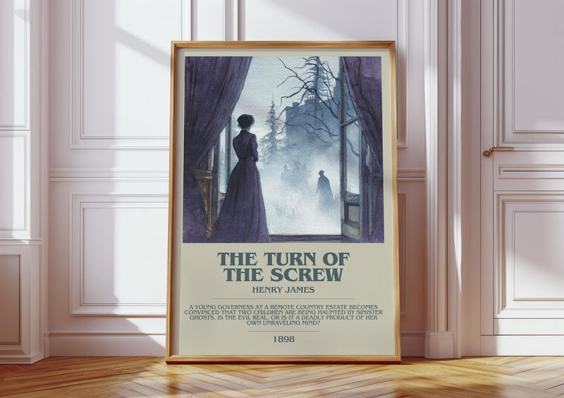 The Turn of the Screw bookish print in frame leaning in hallway – gothic wall art