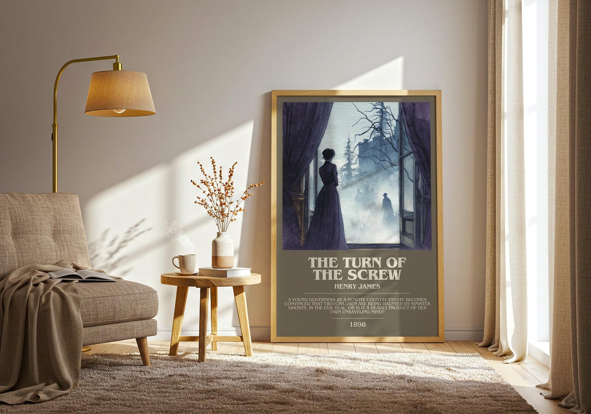 The Turn of the Screw bookish print on bookshelf – Henry James fan gift
