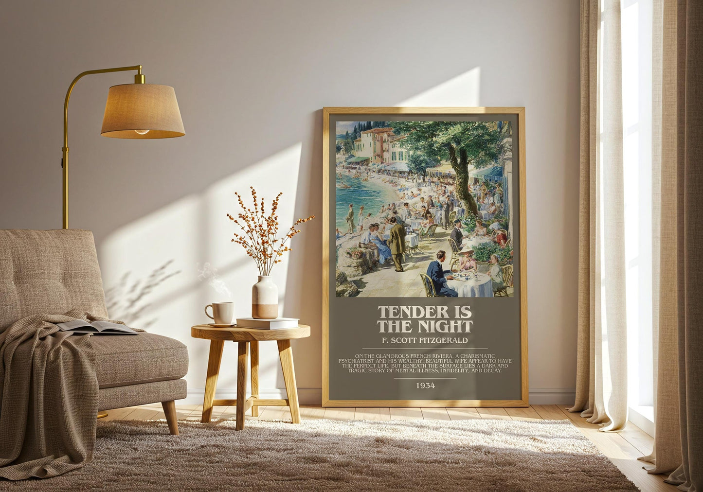 Tender Is the Night bookish print on bookshelf – F. Scott Fitzgerald fan gift
