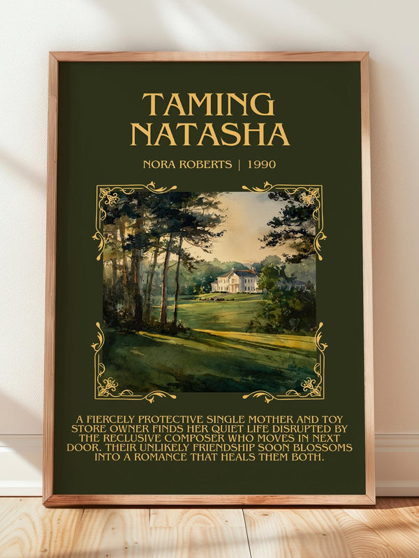 Taming Natasha minimalist print in frame leaning in hallway – romance wall art
