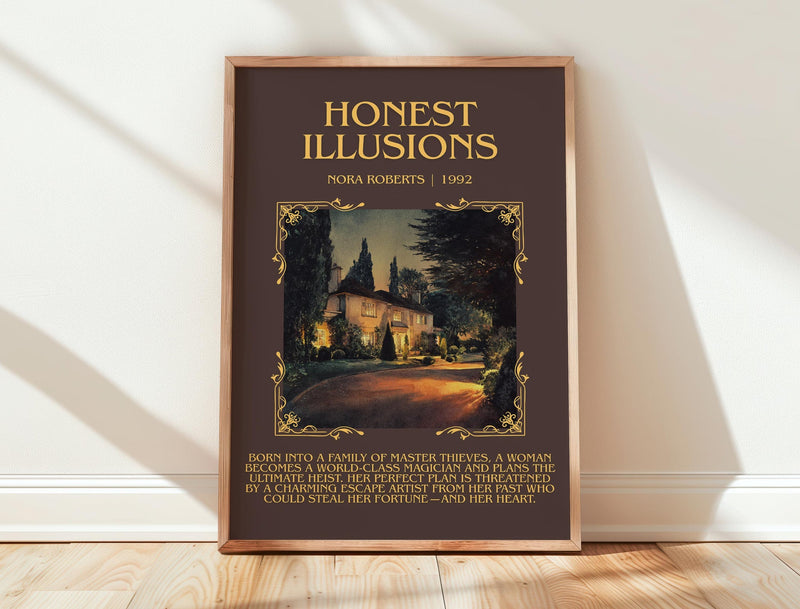 Honest Illusions minimalist print in frame leaning in hallway – romance wall art