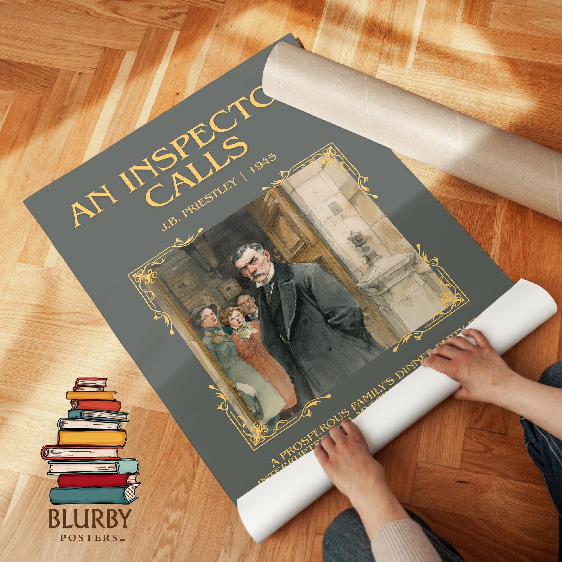 An Inspector Calls book poster packaging – museum-quality print rolled in protective tube