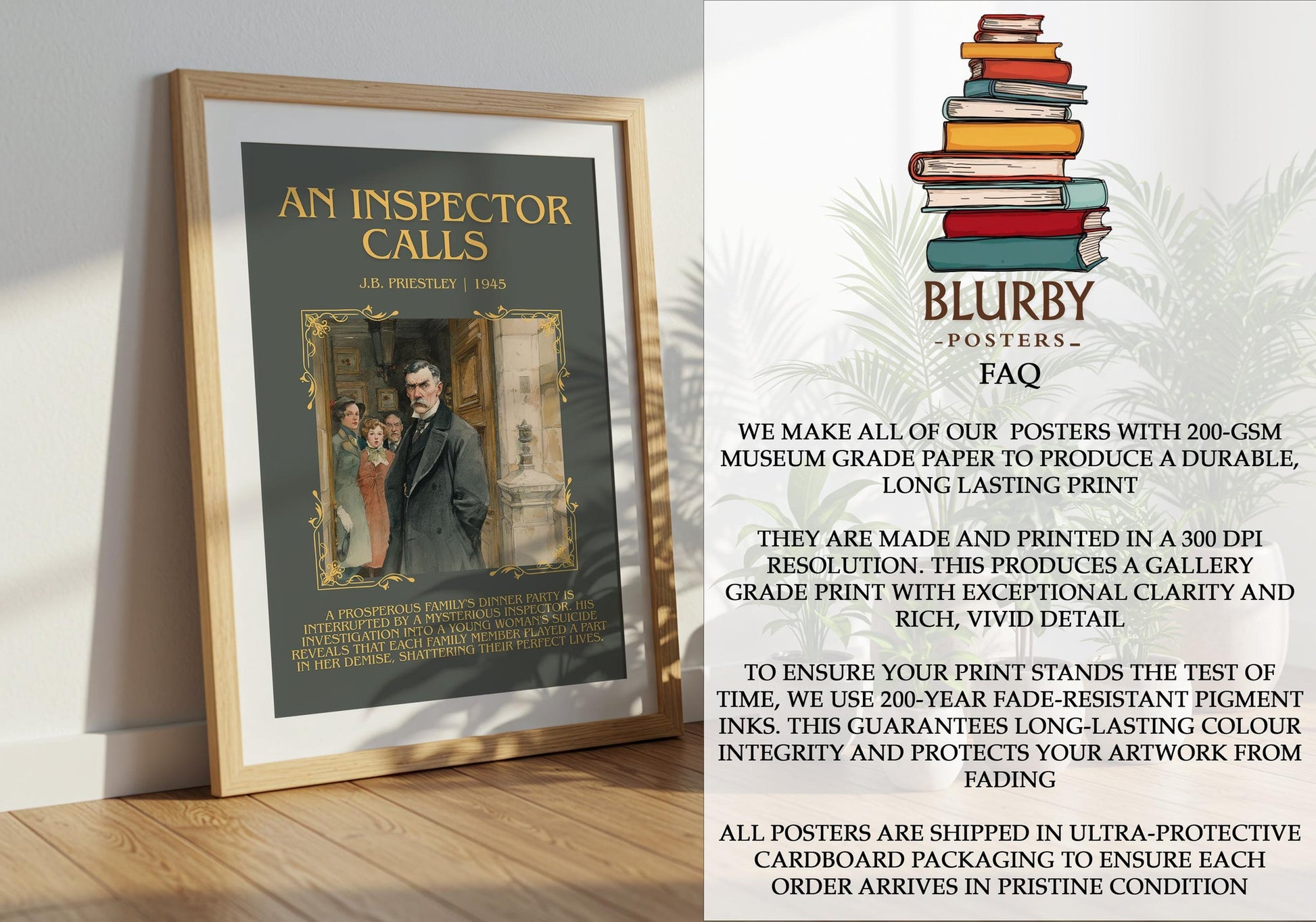 An Inspector Calls minimalist literary print detail – J. B. Priestley book art