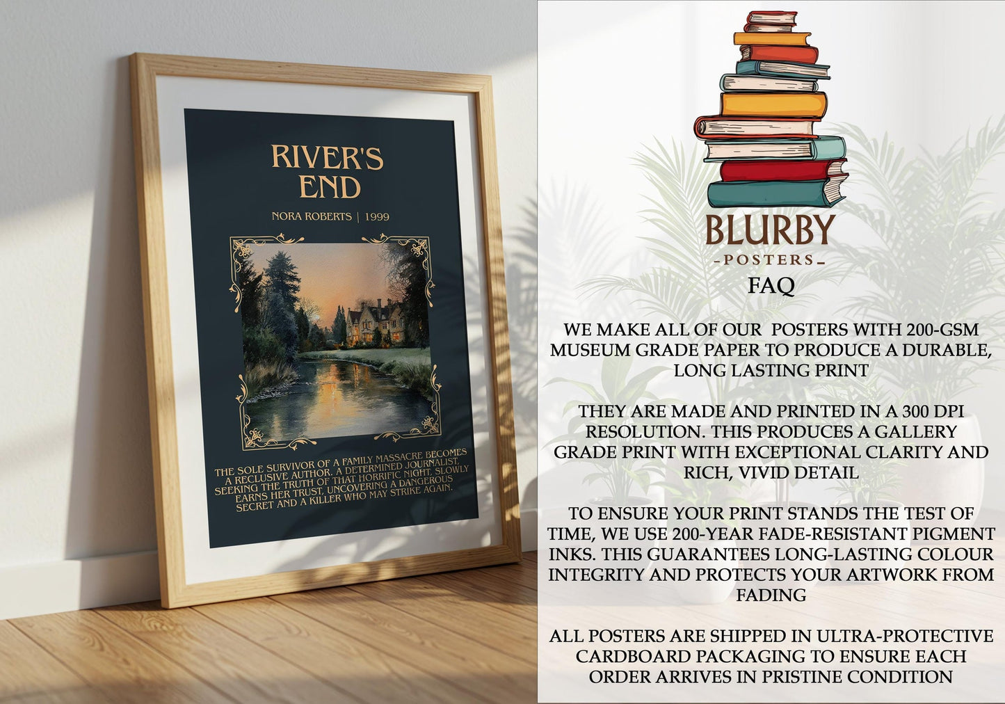 River's End minimalist literary print detail – Nora Roberts book art