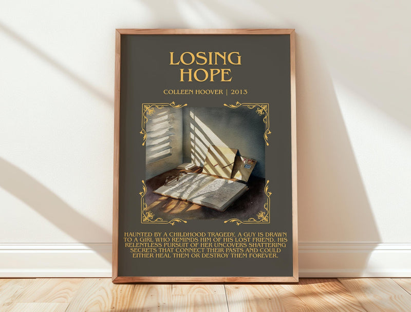 Losing Hope minimalist print in frame leaning in hallway – romance wall art