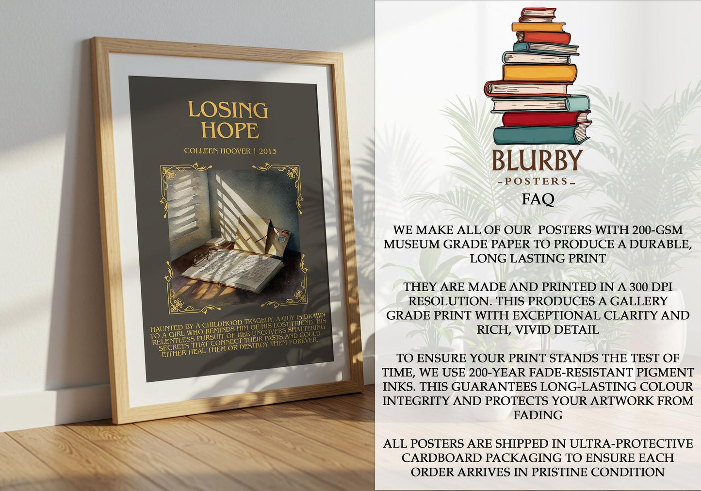 Losing Hope minimalist literary print detail – Colleen Hoover book art