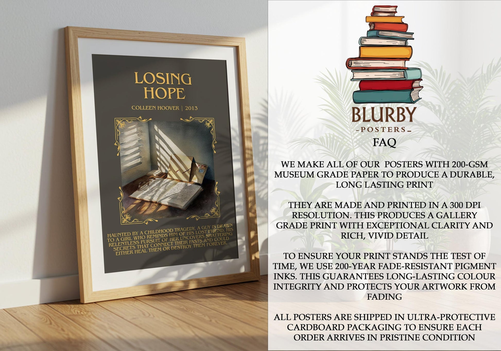 Losing Hope minimalist literary print detail – Colleen Hoover book art