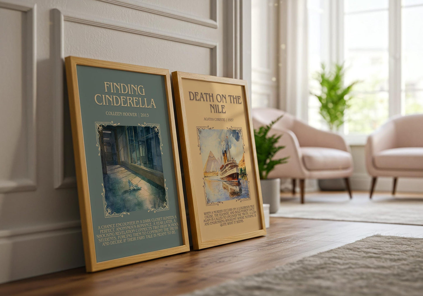 Finding Cinderella minimalist book poster framed on wall – romance wall art