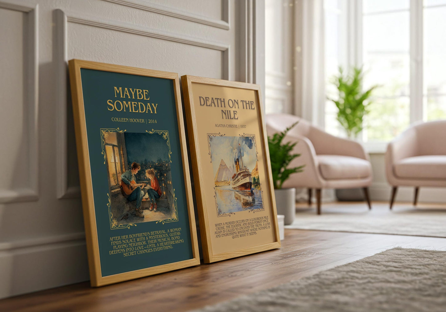 Maybe Someday minimalist book poster framed on wall – romance wall art