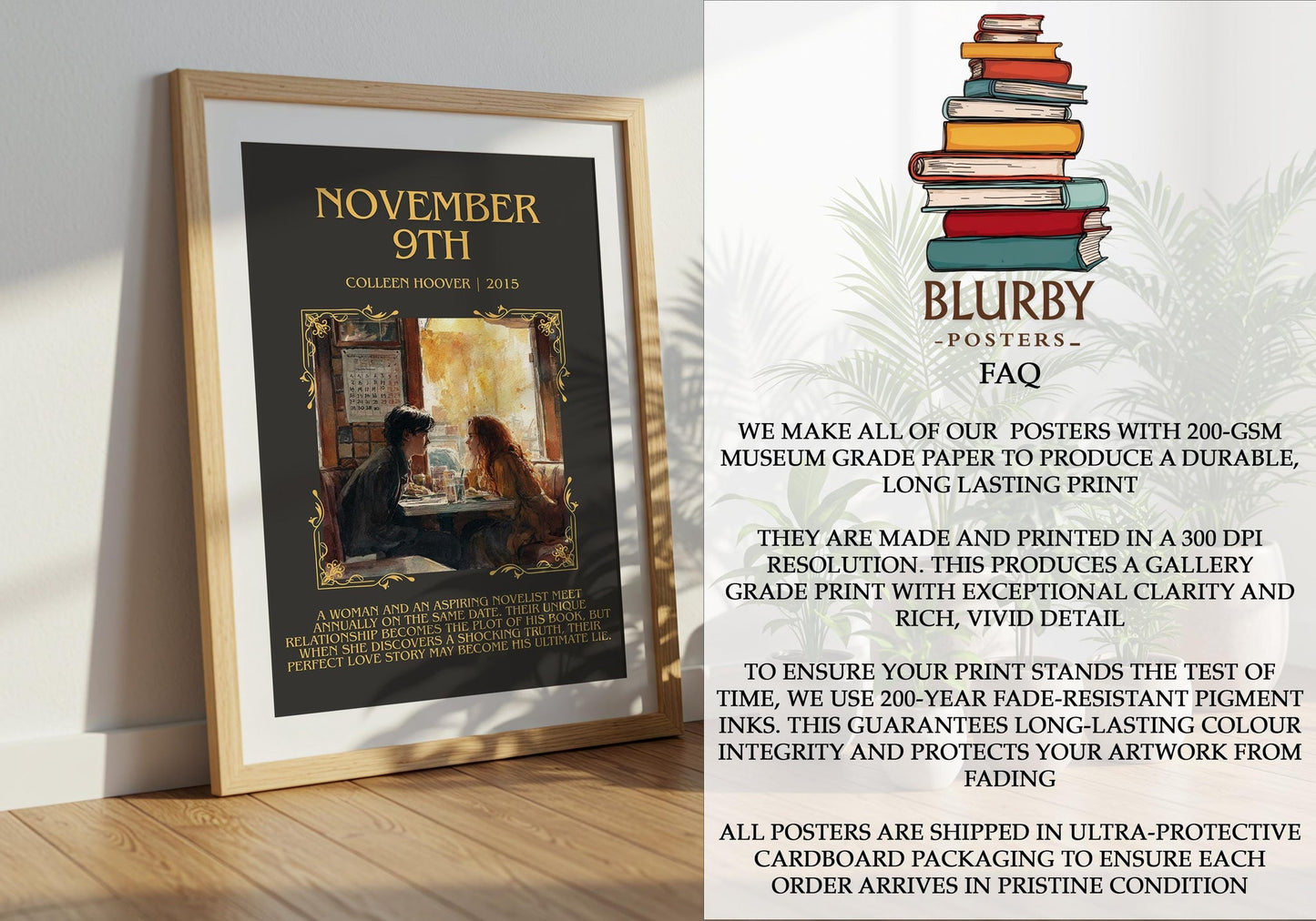 November 9 minimalist literary print detail – Colleen Hoover book art