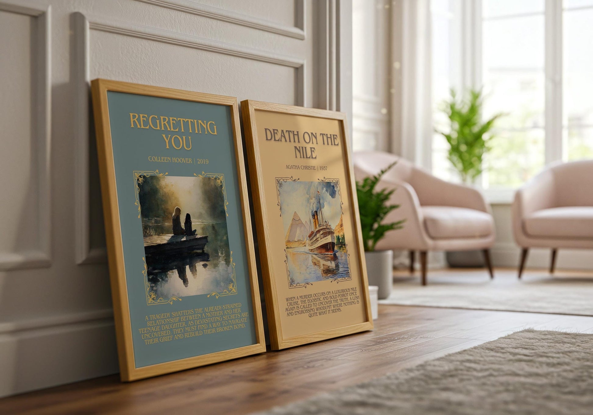 Regretting You minimalist book poster framed on wall – romance wall art