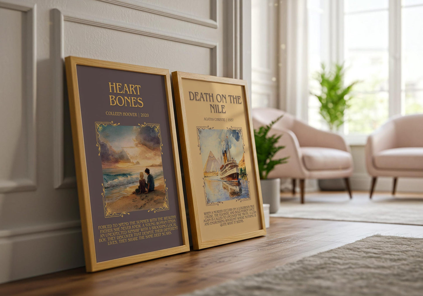 Heart Bones minimalist book poster framed on wall – romance wall art