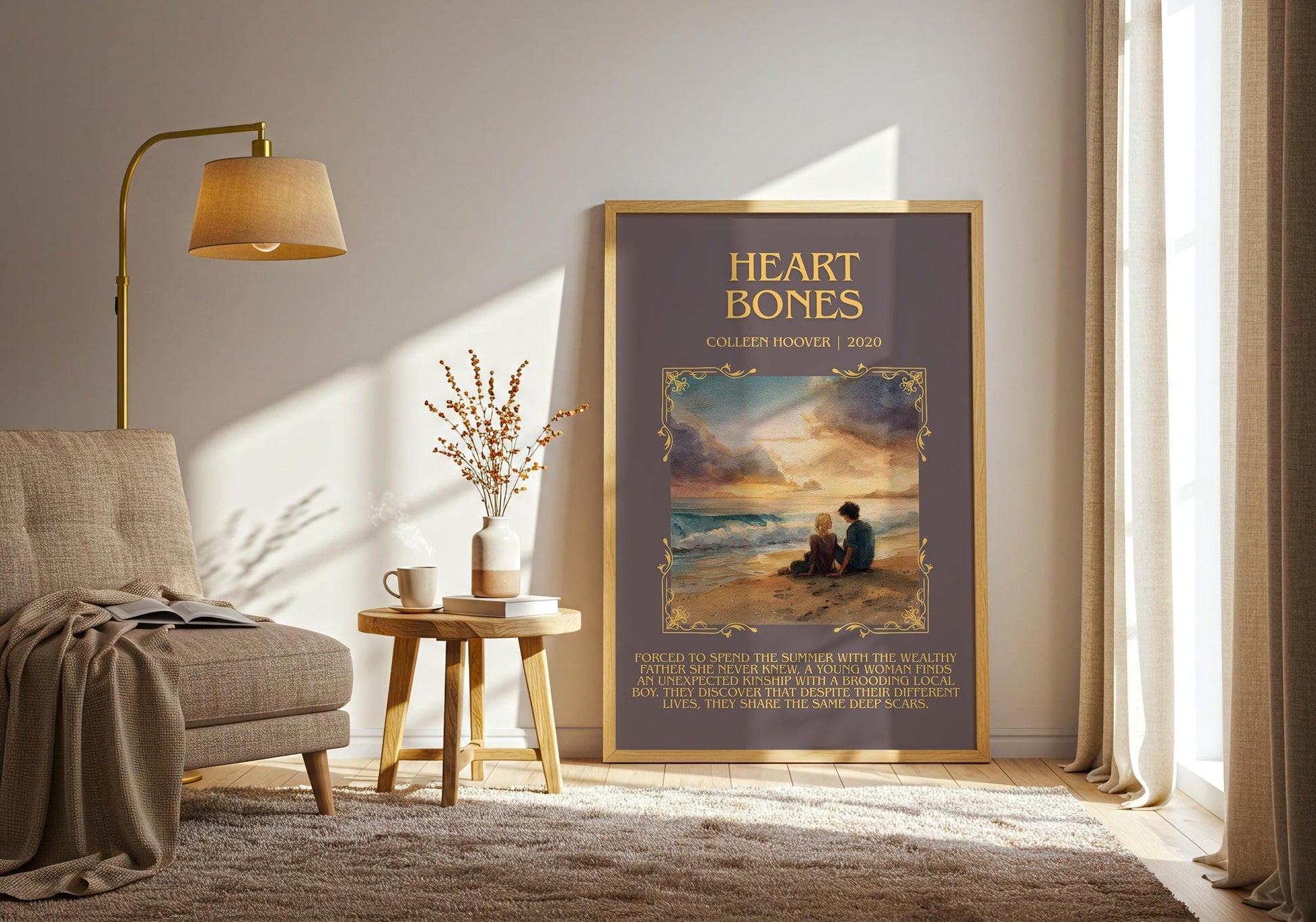 Heart Bones minimalist poster paper finish options – matte satin gloss