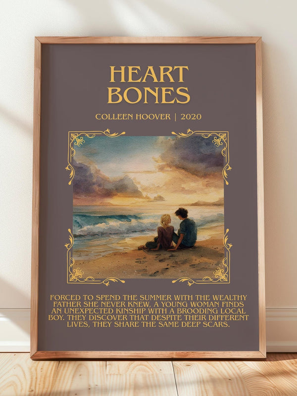 Heart Bones minimalist print in frame leaning in hallway – romance wall art