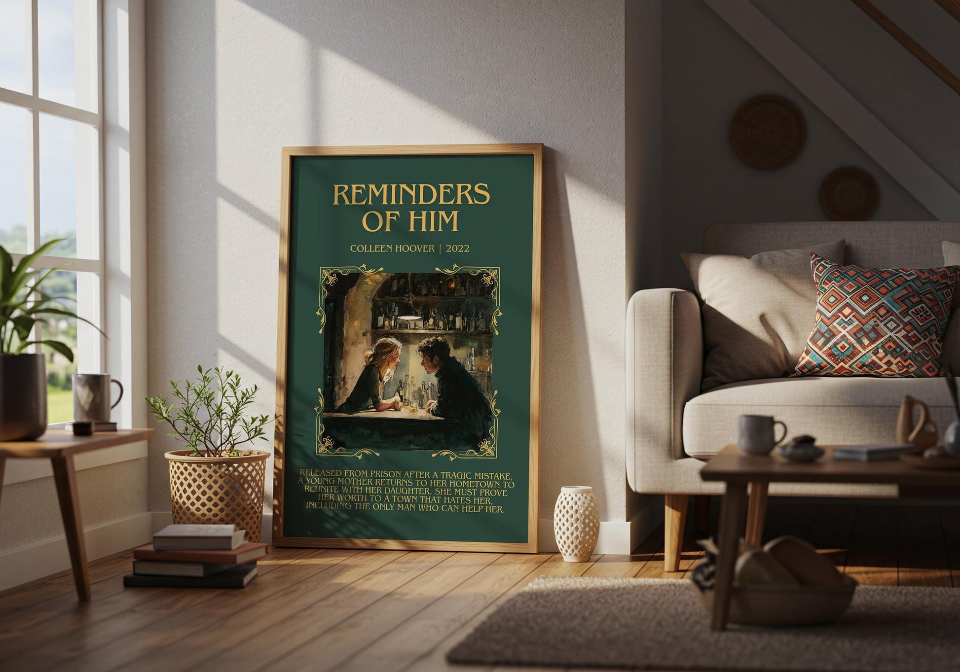 Reminders of Him minimalist poster paired in gallery wall – literary art prints