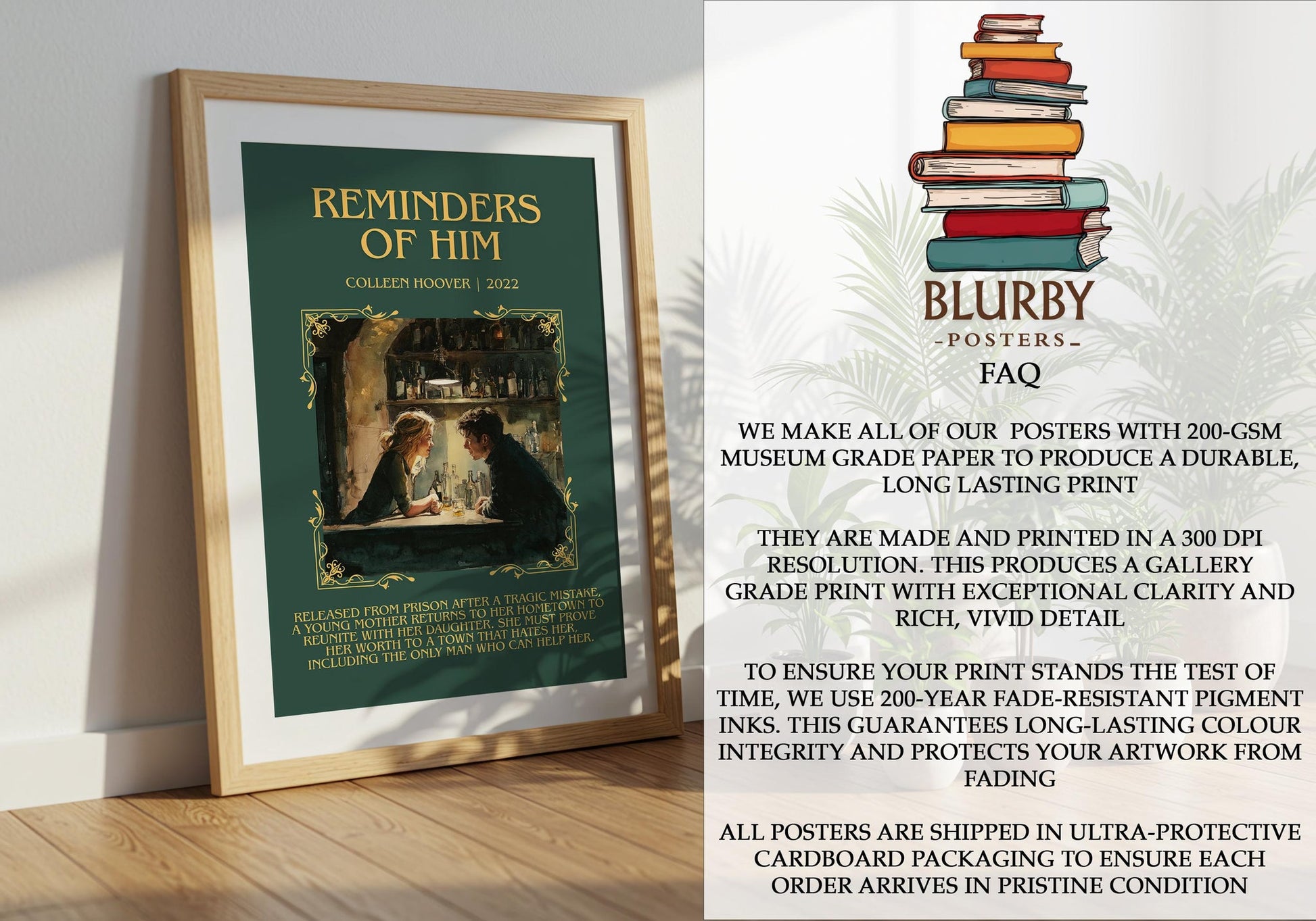 Reminders of Him minimalist literary print detail – Colleen Hoover book art