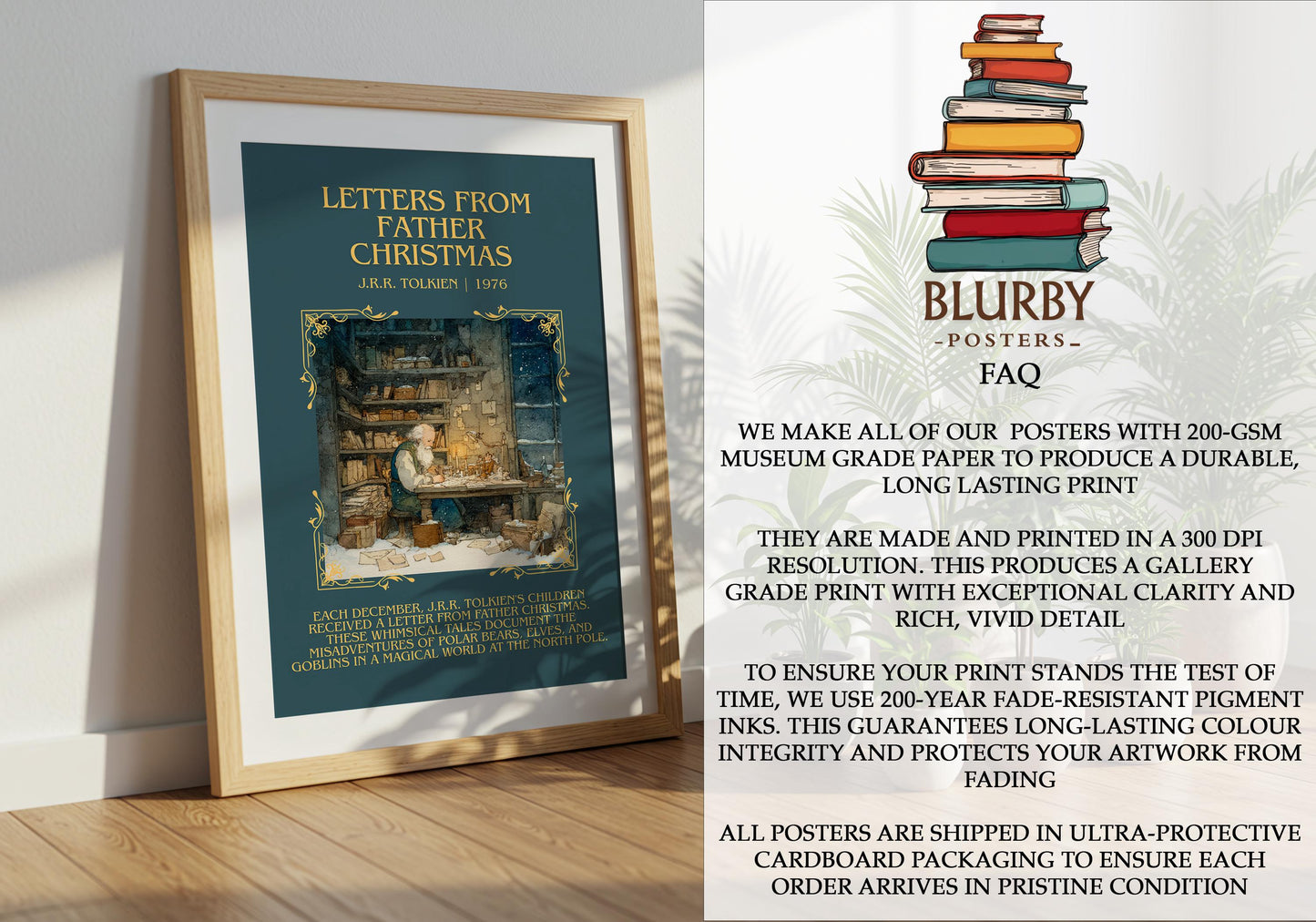 Letters From Father Christmas by J.R.R. Tolkien | Book Poster | Literary Art Gift For Book Lover | Novel Inspired Wall Art | Free Delivery
