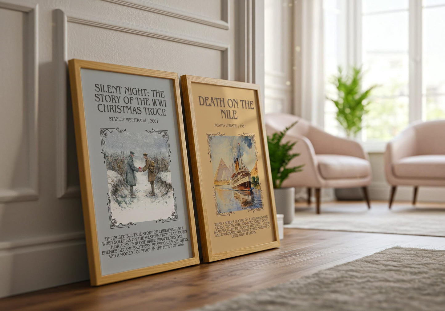 Silent Night: The Story of the World War I Christmas Truce minimalist book poster framed on wall – non fiction wall art
