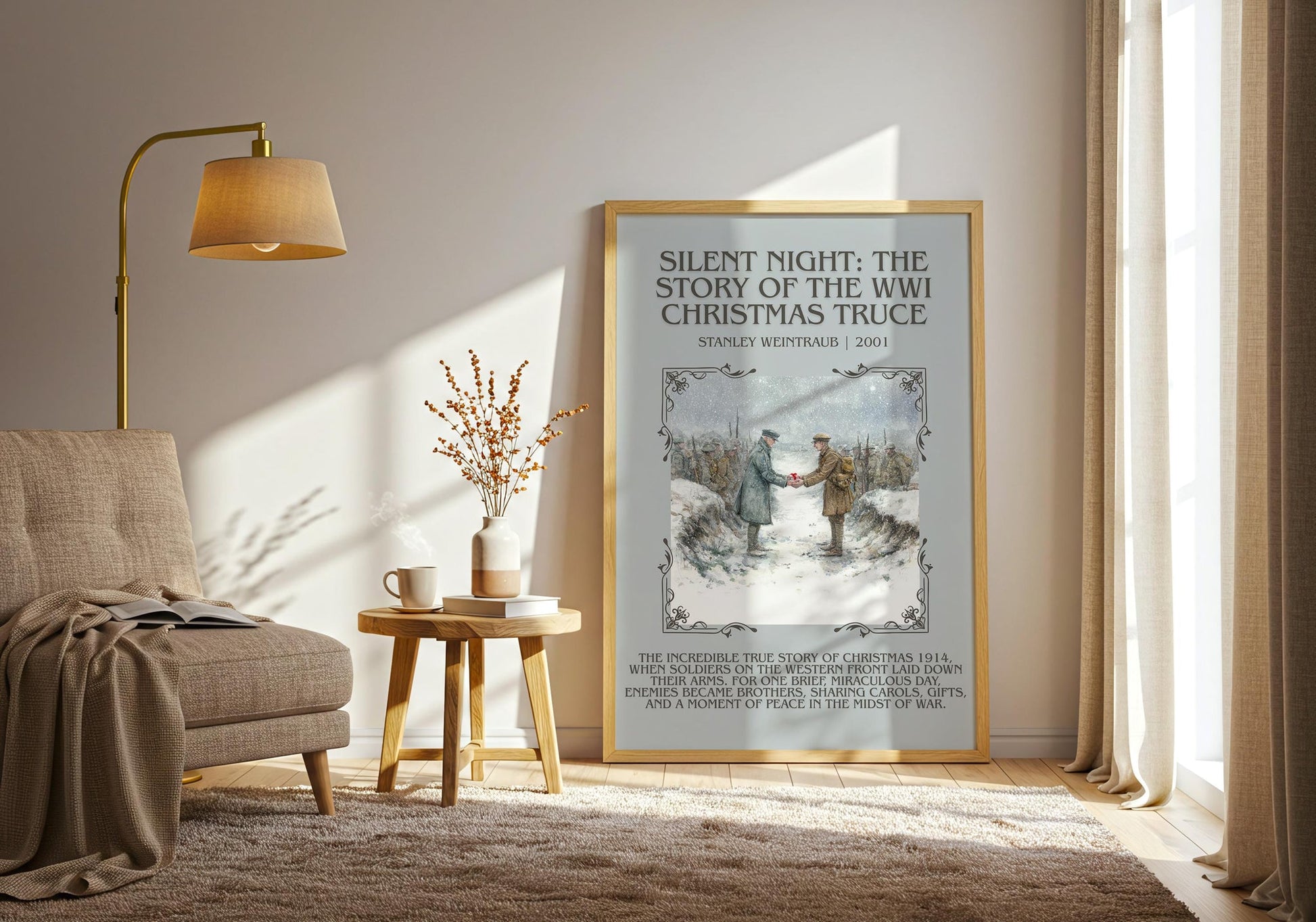 Silent Night: The Story of the World War I Christmas Truce minimalist poster paper finish options – matte satin gloss
