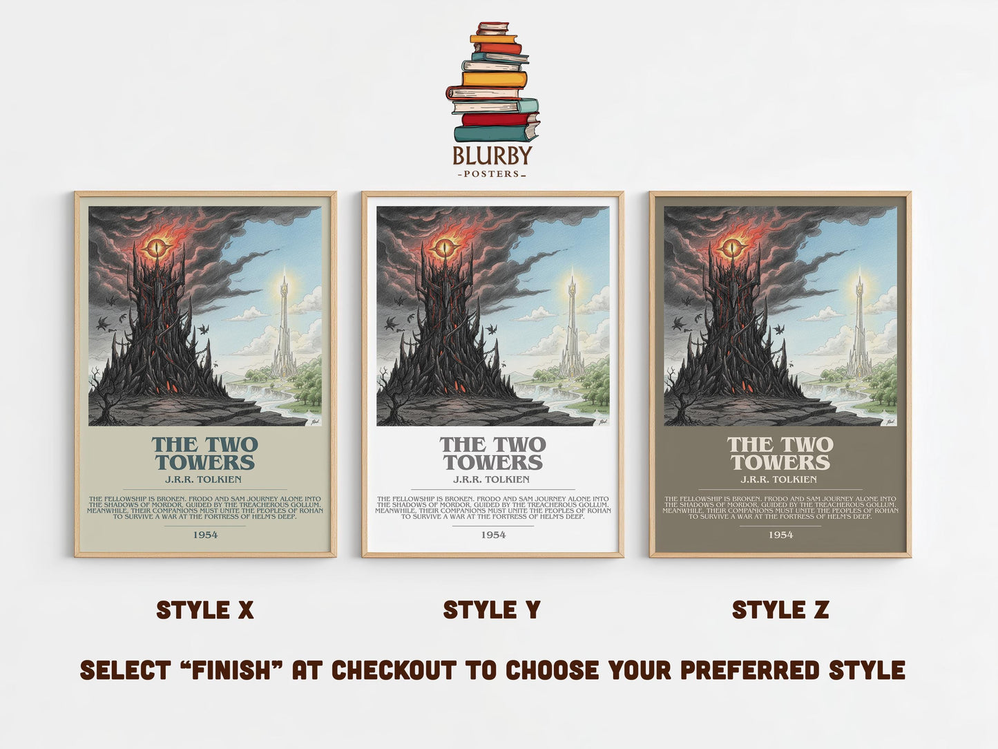 The Two Towers by J.R.R. Tolkien | Book Poster | Literary Art Gift For Book Lover | Novel Inspired Wall Art | Free Delivery